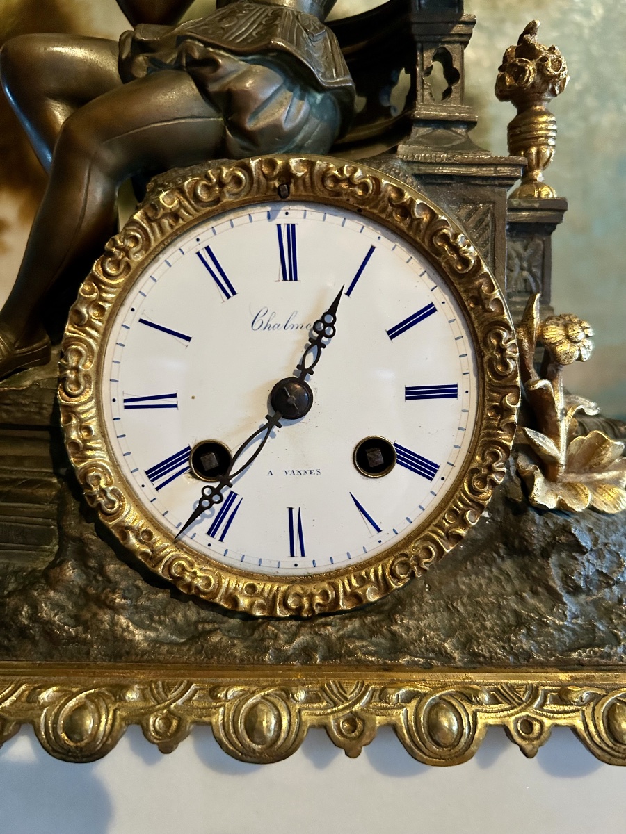 19th-century Marble And Bronze Clock-photo-6