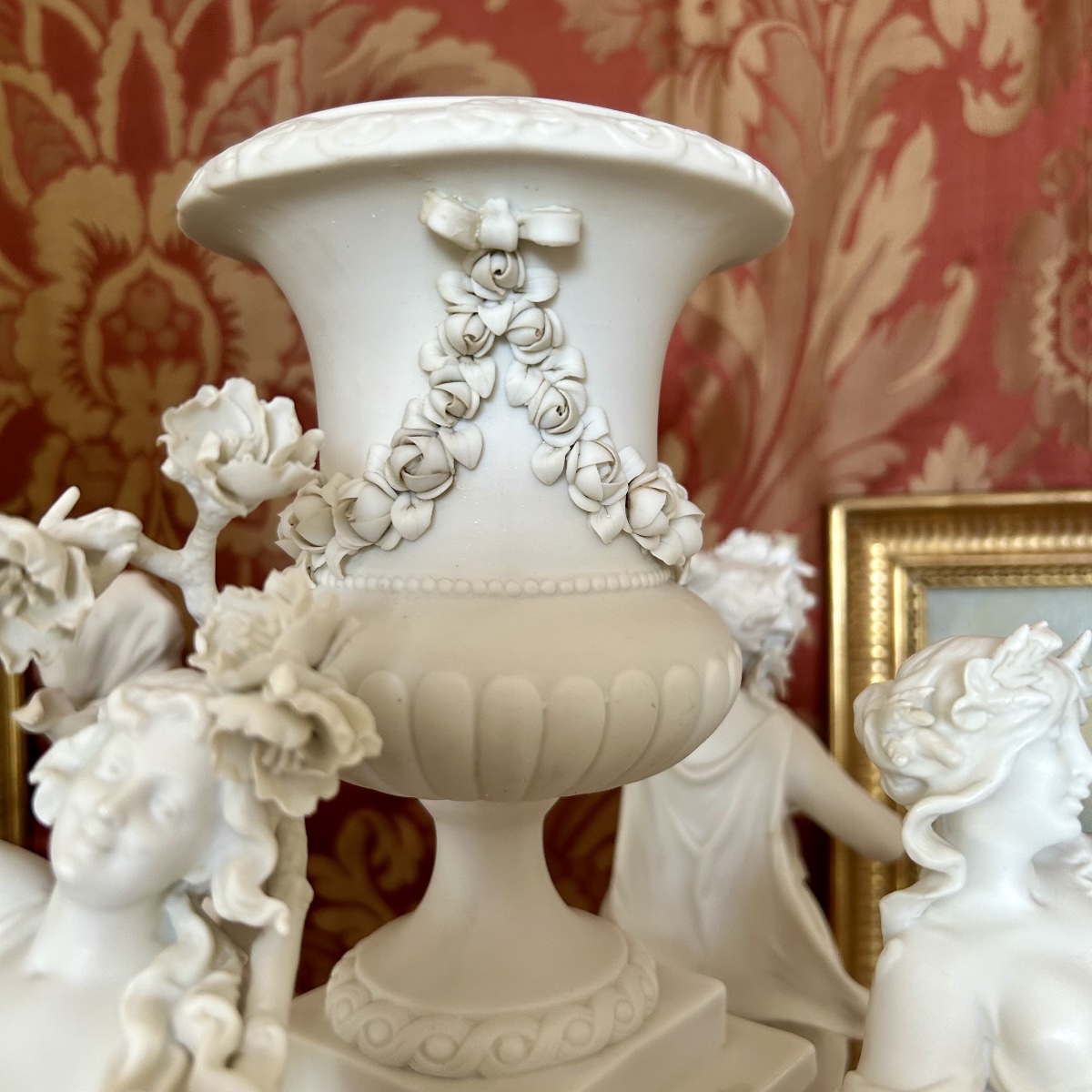 Centre de Table en Porcelaine de Biscuit Allégorie "Les Quatre Saisons" - Epoque XIXe-photo-4