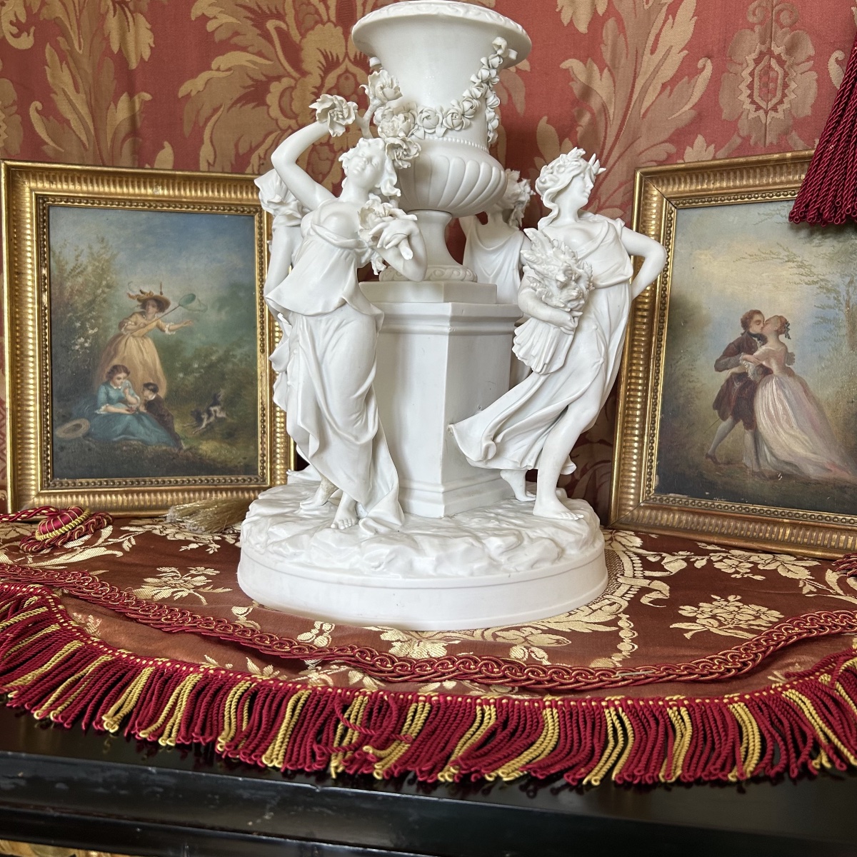 Centre de Table en Porcelaine de Biscuit Allégorie "Les Quatre Saisons" - Epoque XIXe-photo-6