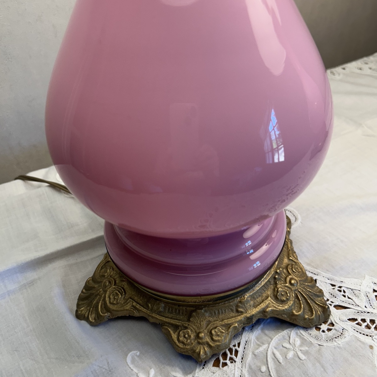 Pair Of Pink Opaline Lamps, 19th Century-photo-1