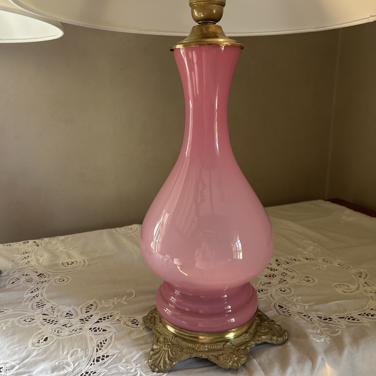 Pair Of Pink Opaline Lamps, 19th Century-photo-3