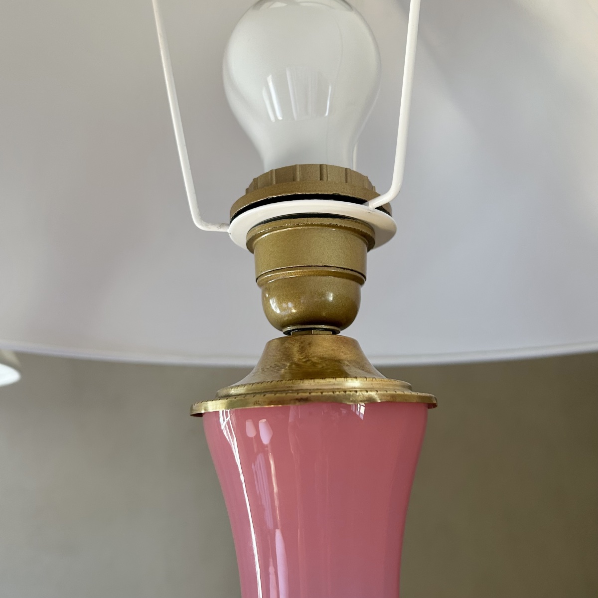 Pair Of Pink Opaline Lamps, 19th Century-photo-4