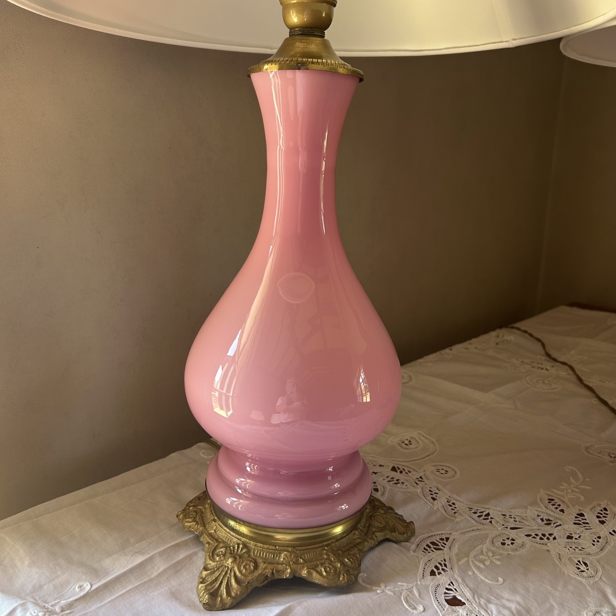Pair Of Pink Opaline Lamps, 19th Century-photo-6