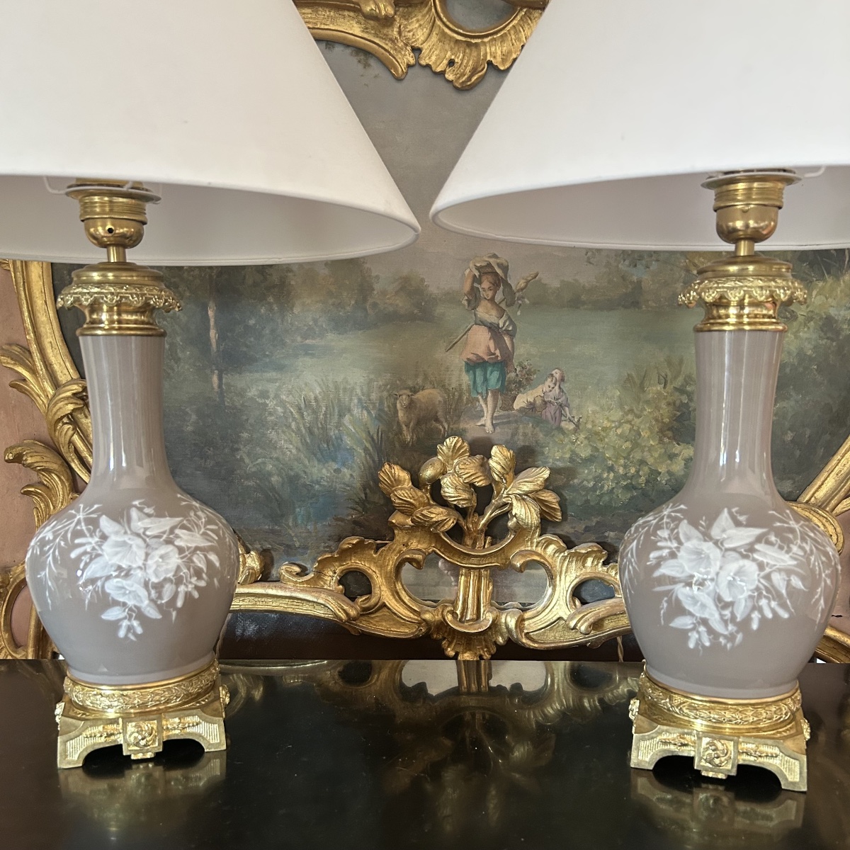Paire de Lampes en Porcelaine Vers 1880-photo-2