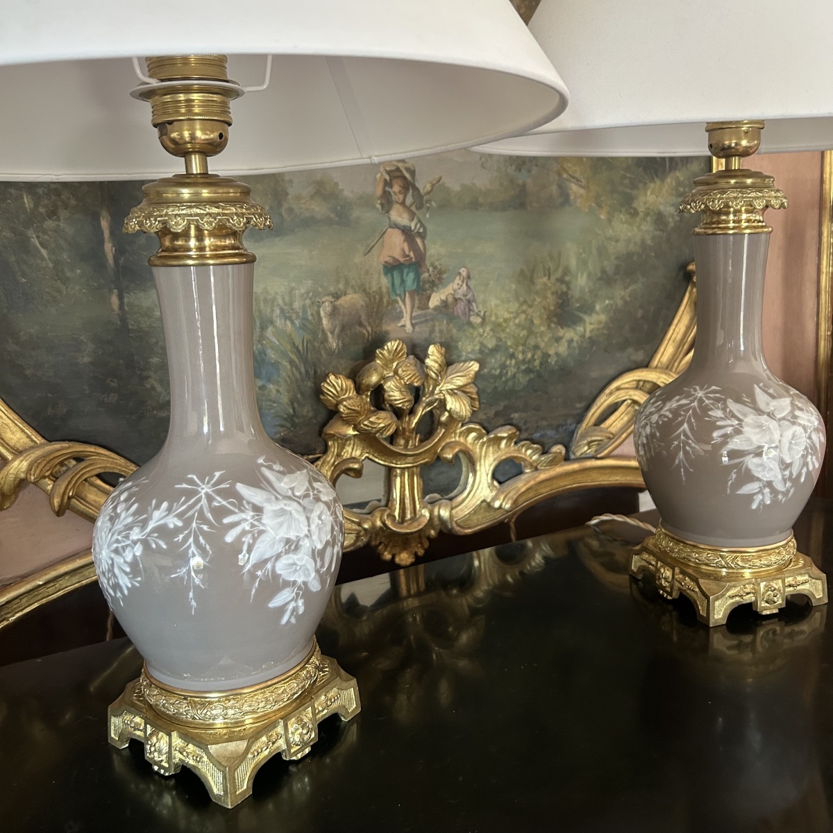 Paire de Lampes en Porcelaine Vers 1880-photo-3