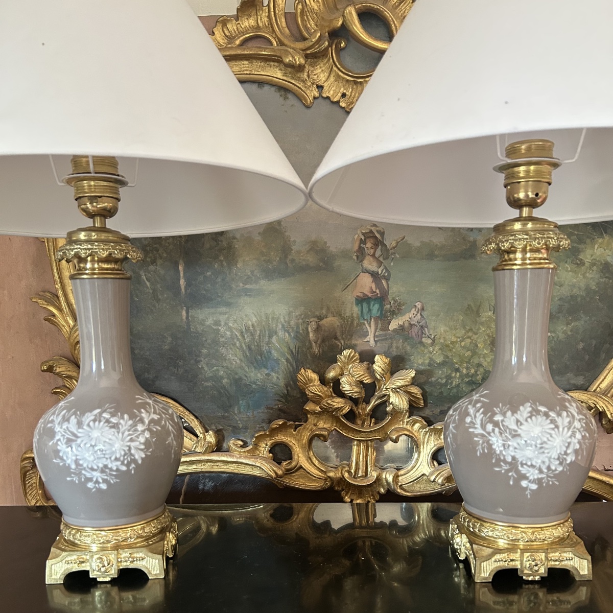 Paire de Lampes en Porcelaine Vers 1880-photo-1