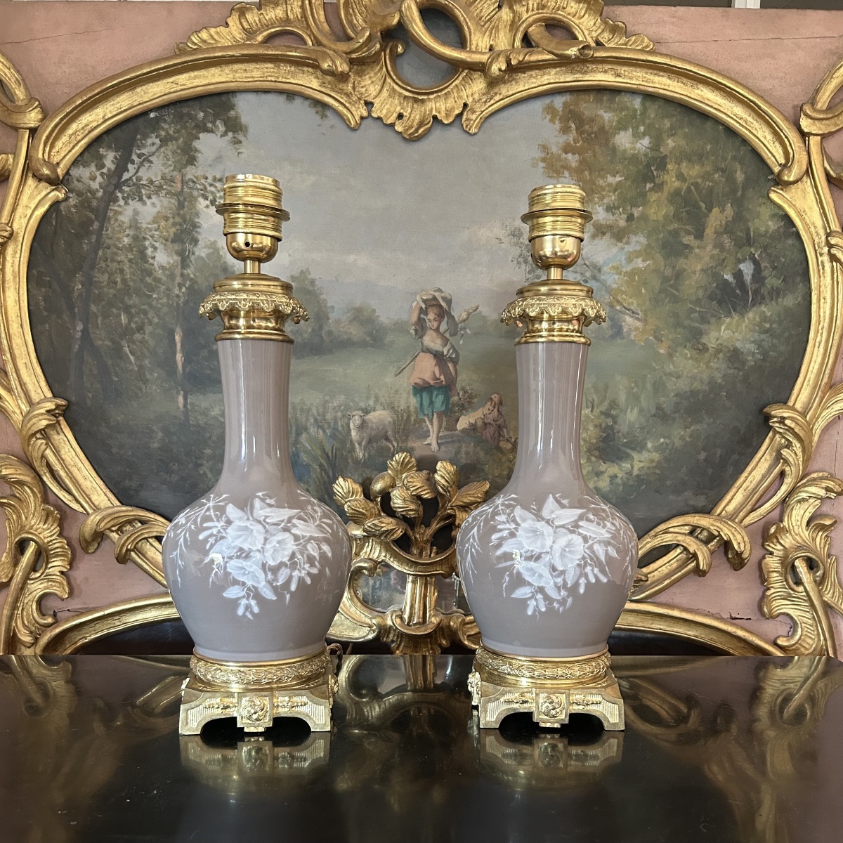 Paire de Lampes en Porcelaine Vers 1880-photo-4