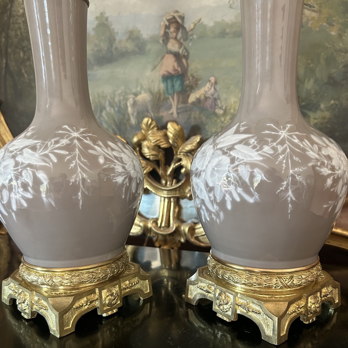 Paire de Lampes en Porcelaine Vers 1880-photo-5
