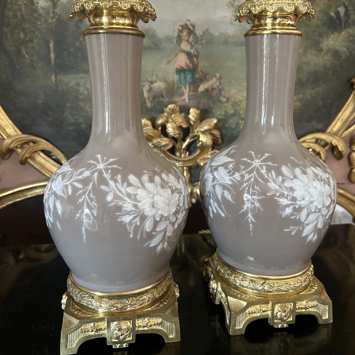 Paire de Lampes en Porcelaine Vers 1880-photo-8