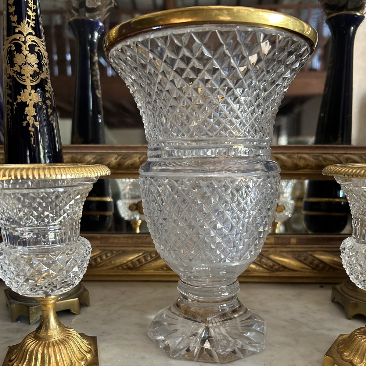 Charles X-style Vase In Cut Crystal And Gilded Bronze-photo-2