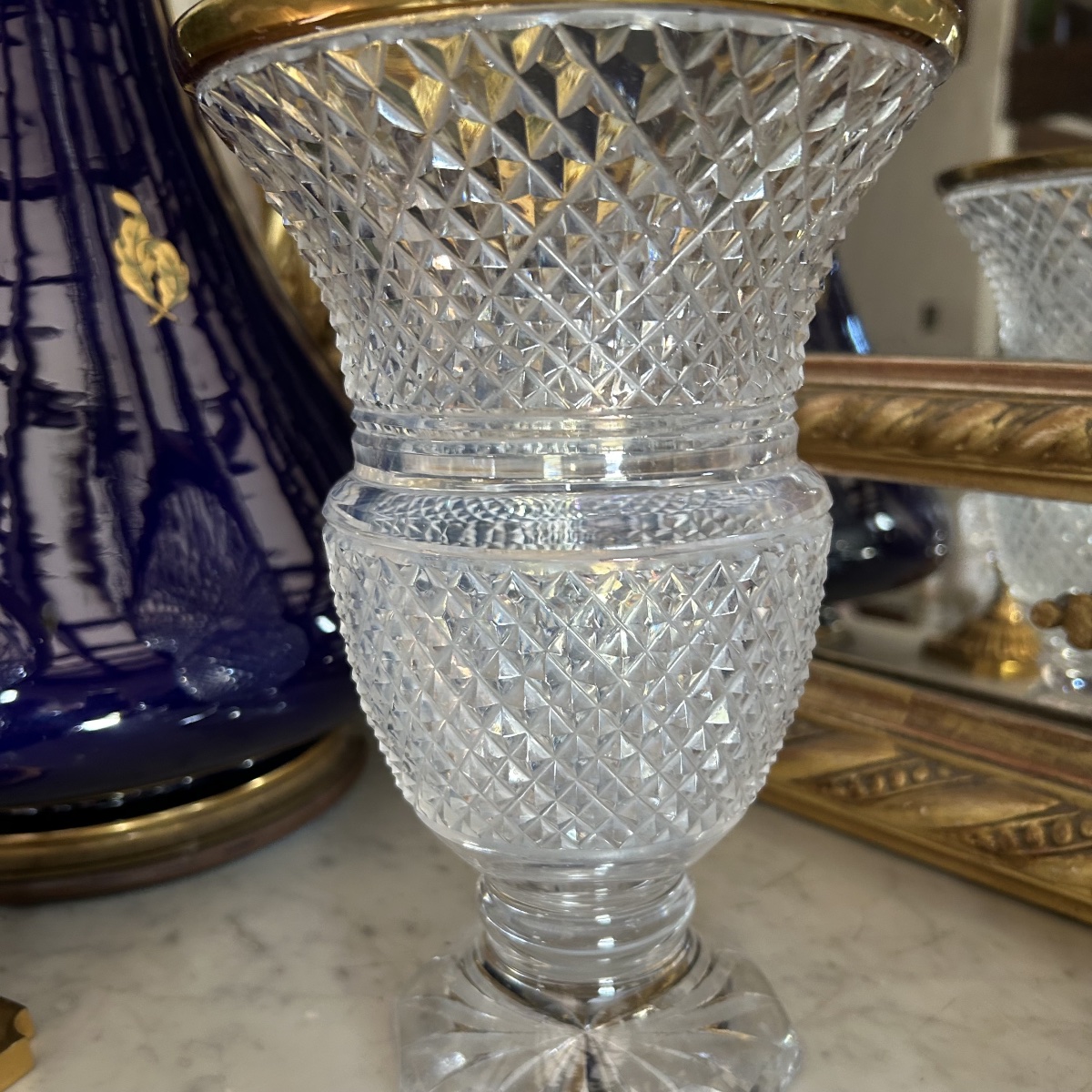 Charles X-style Vase In Cut Crystal And Gilded Bronze-photo-2