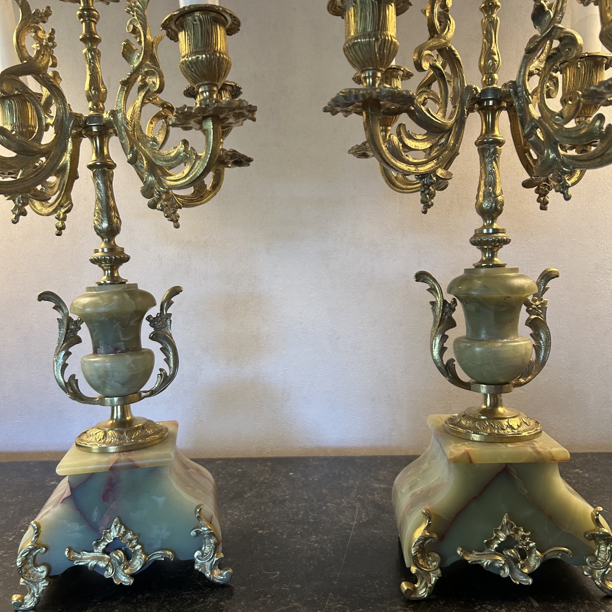 Paire de candélabres ou chandeliers de style Louis XV - Epoque  Napoléon III-photo-1