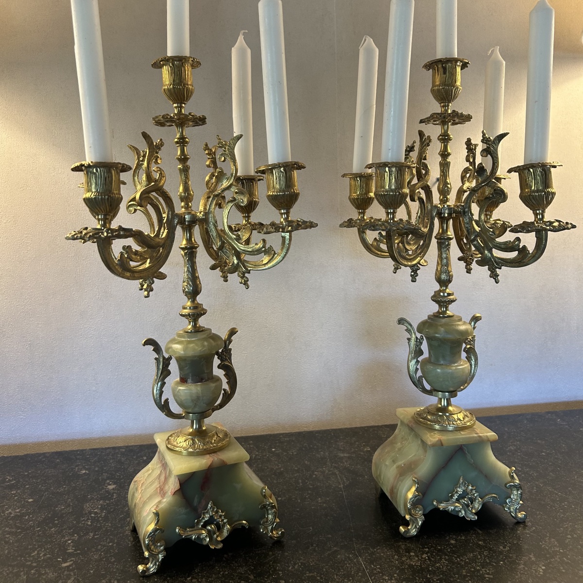 Paire de candélabres ou chandeliers de style Louis XV - Epoque  Napoléon III-photo-2