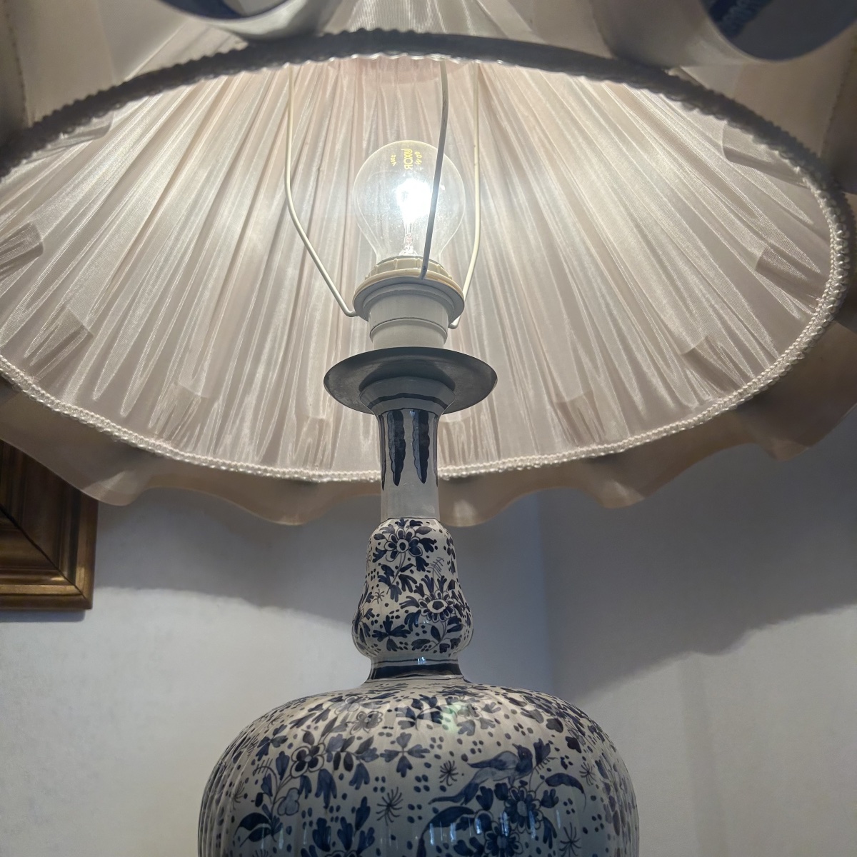 Lampe en Faïence de DELF - Epoque fin XIXe Siècle-photo-3