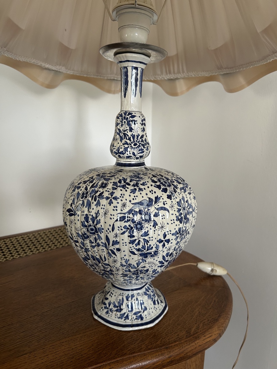 Lampe en Faïence de DELF - Epoque fin XIXe Siècle-photo-1