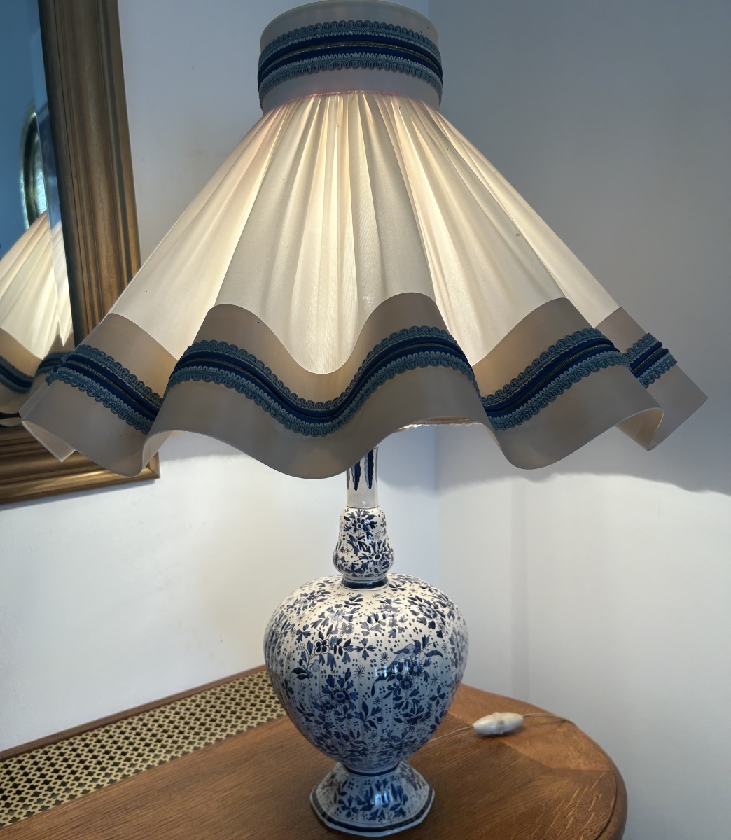 Lampe en Faïence de DELF - Epoque fin XIXe Siècle-photo-3