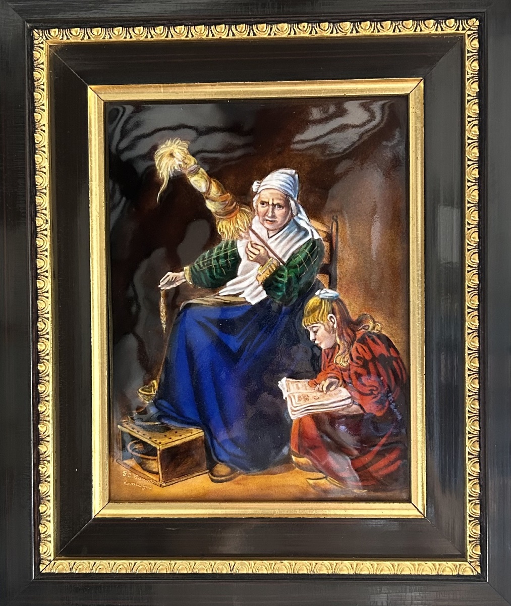 Cadre ou Tableau en Email de Limoges Signé J.F. CARMONA - XXème Siècle-photo-4
