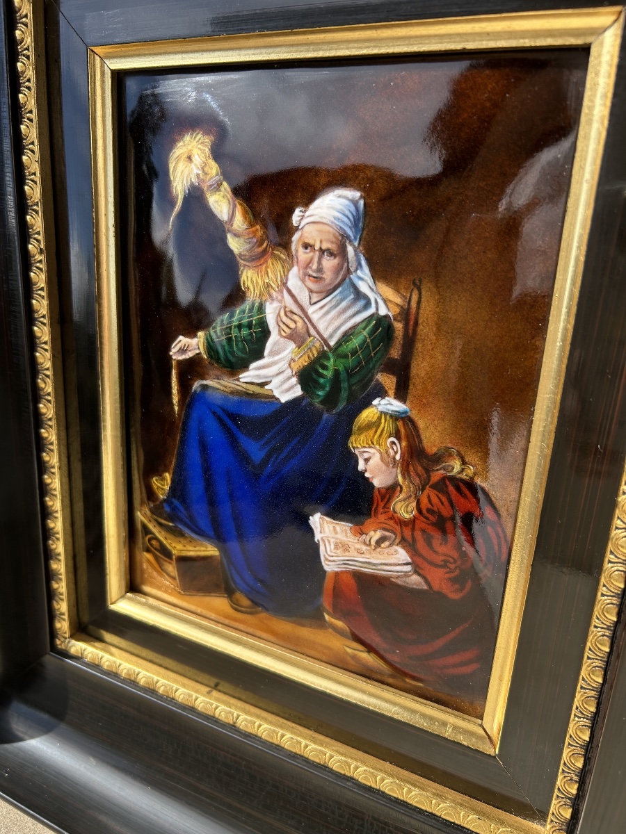 Cadre ou Tableau en Email de Limoges Signé J.F. CARMONA - XXème Siècle-photo-1