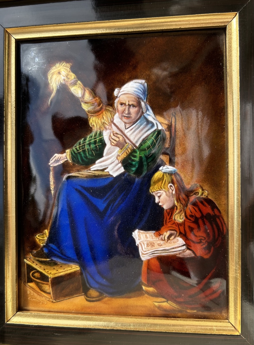 Cadre ou Tableau en Email de Limoges Signé J.F. CARMONA - XXème Siècle-photo-3