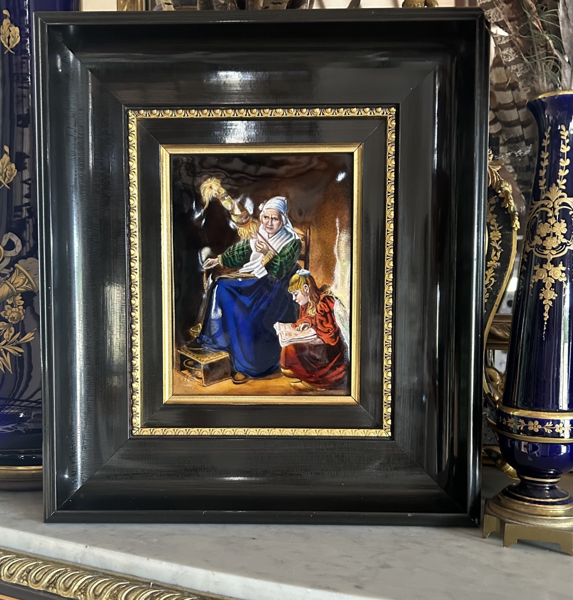 Cadre ou Tableau en Email de Limoges Signé J.F. CARMONA - XXème Siècle