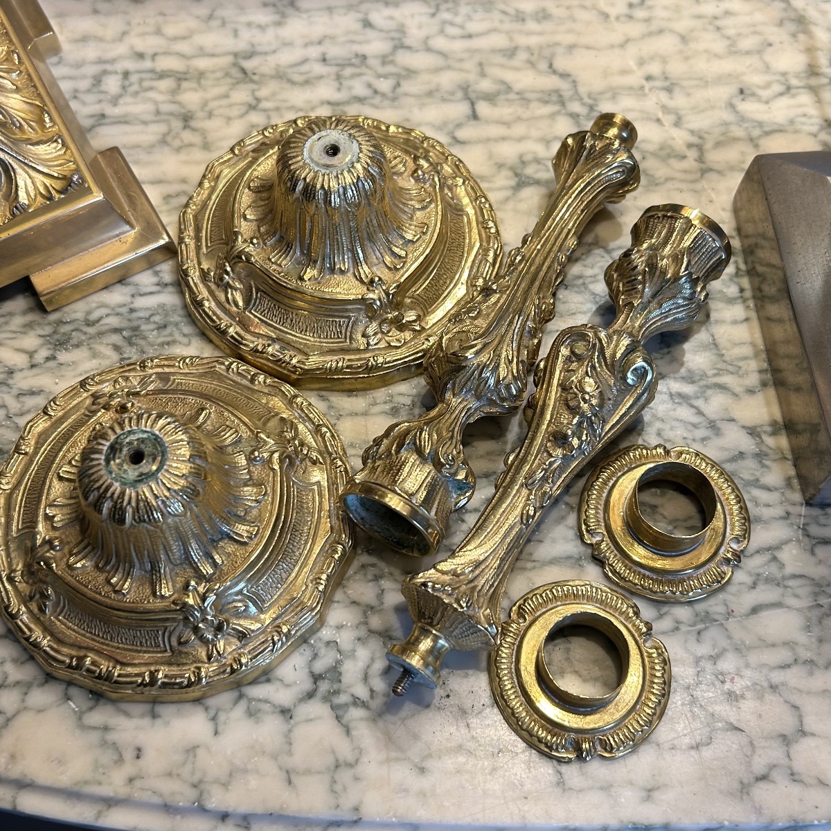 Pair Of Gilded Bronze Candlesticks Or Torchholders, 18th Century-photo-6