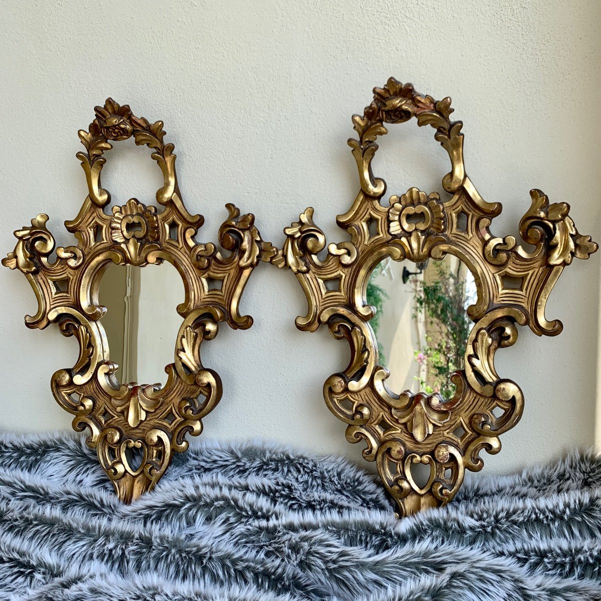 Pair Of Italian Baroque Giltwood Mirrors, 20th Century-photo-2