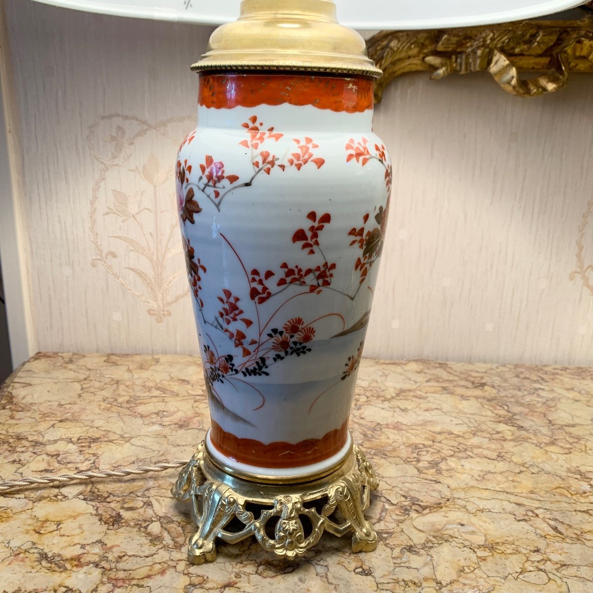 Pair Of Imari Porcelain Lamps 19th Century-photo-3