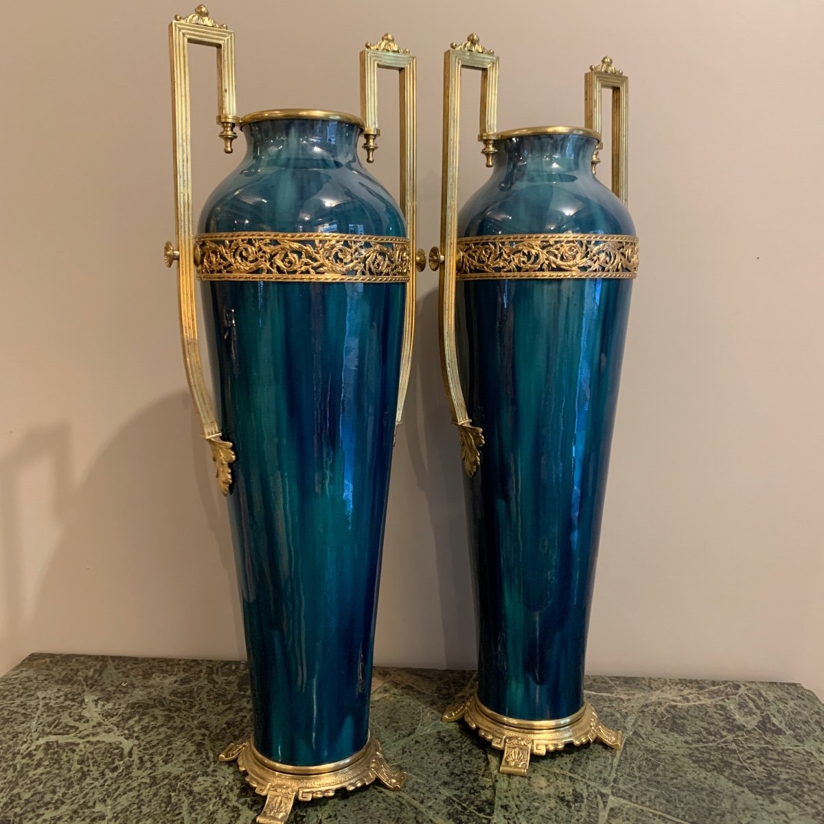 Pair Of Porcelain Vases From Sèvres - XIXth Century-photo-2