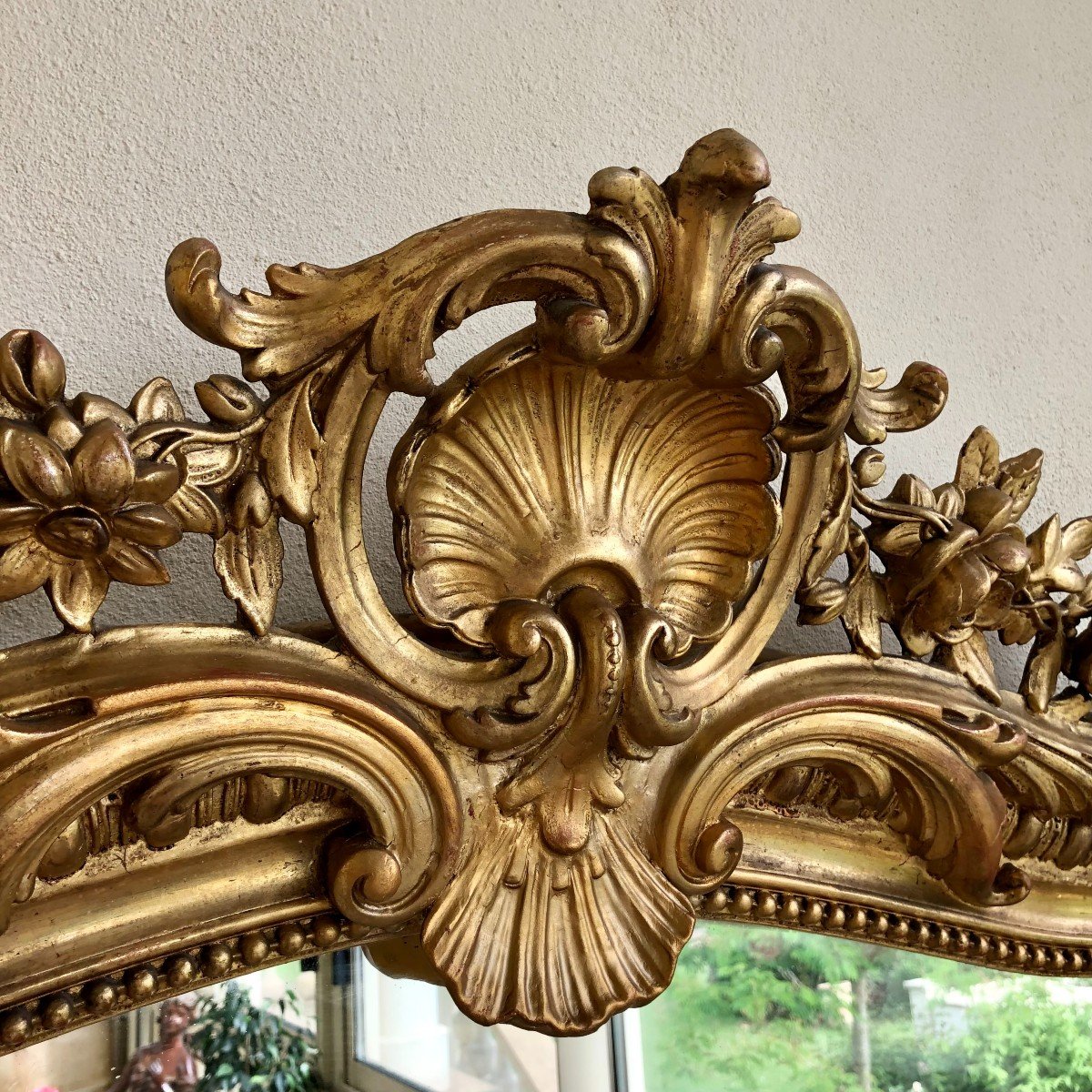 Golden Wood Mirror, Napoleon III Period, XIXth Century-photo-4
