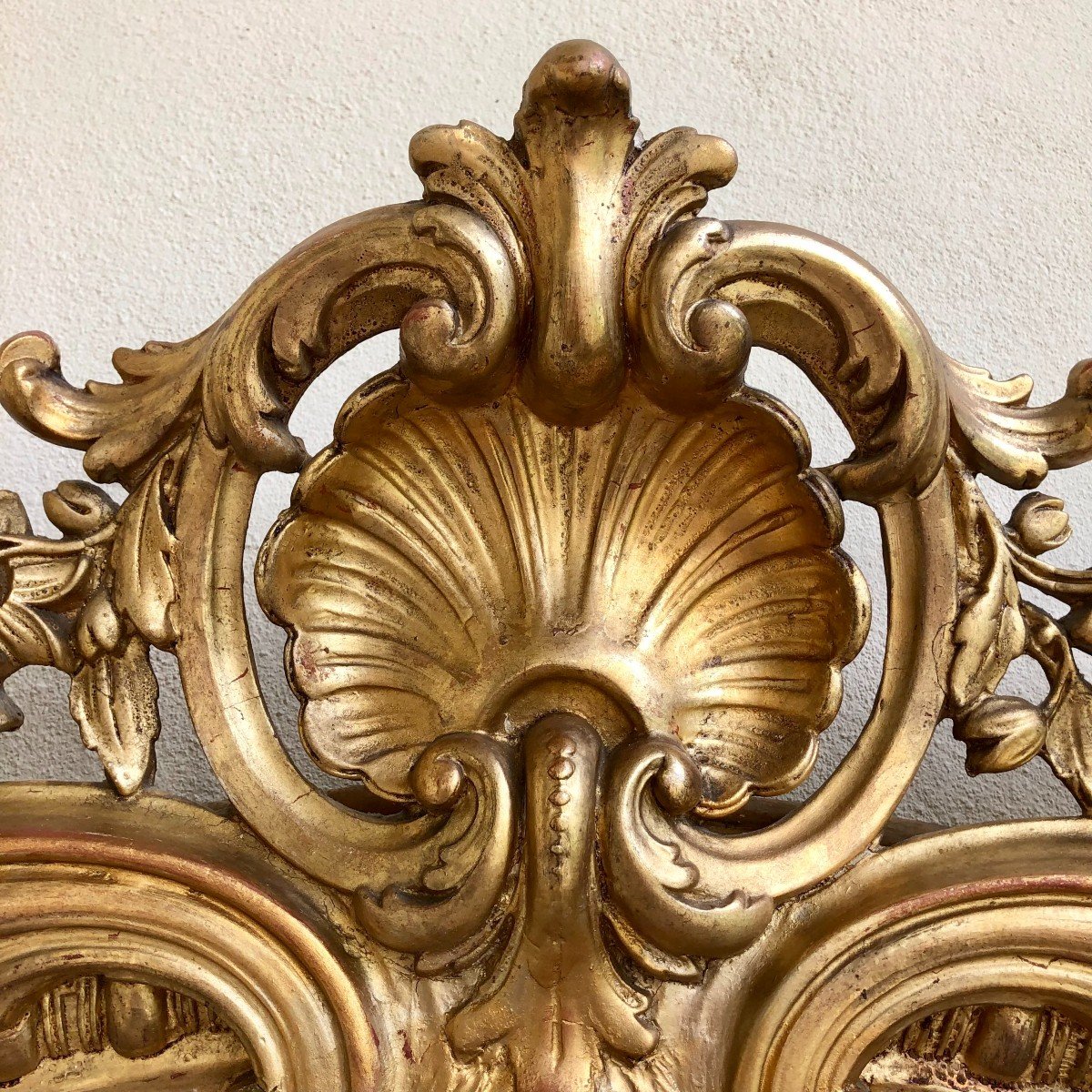 Golden Wood Mirror, Napoleon III Period, XIXth Century-photo-1