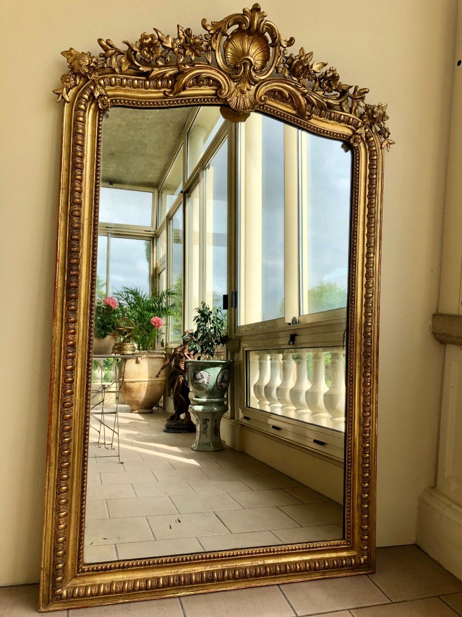 Golden Wood Mirror, Napoleon III Period, XIXth Century