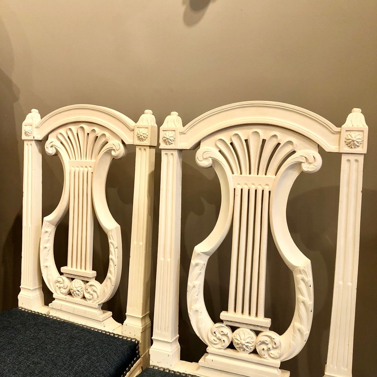 Paire De Chaises Lyre de Style Louis XVI-photo-4