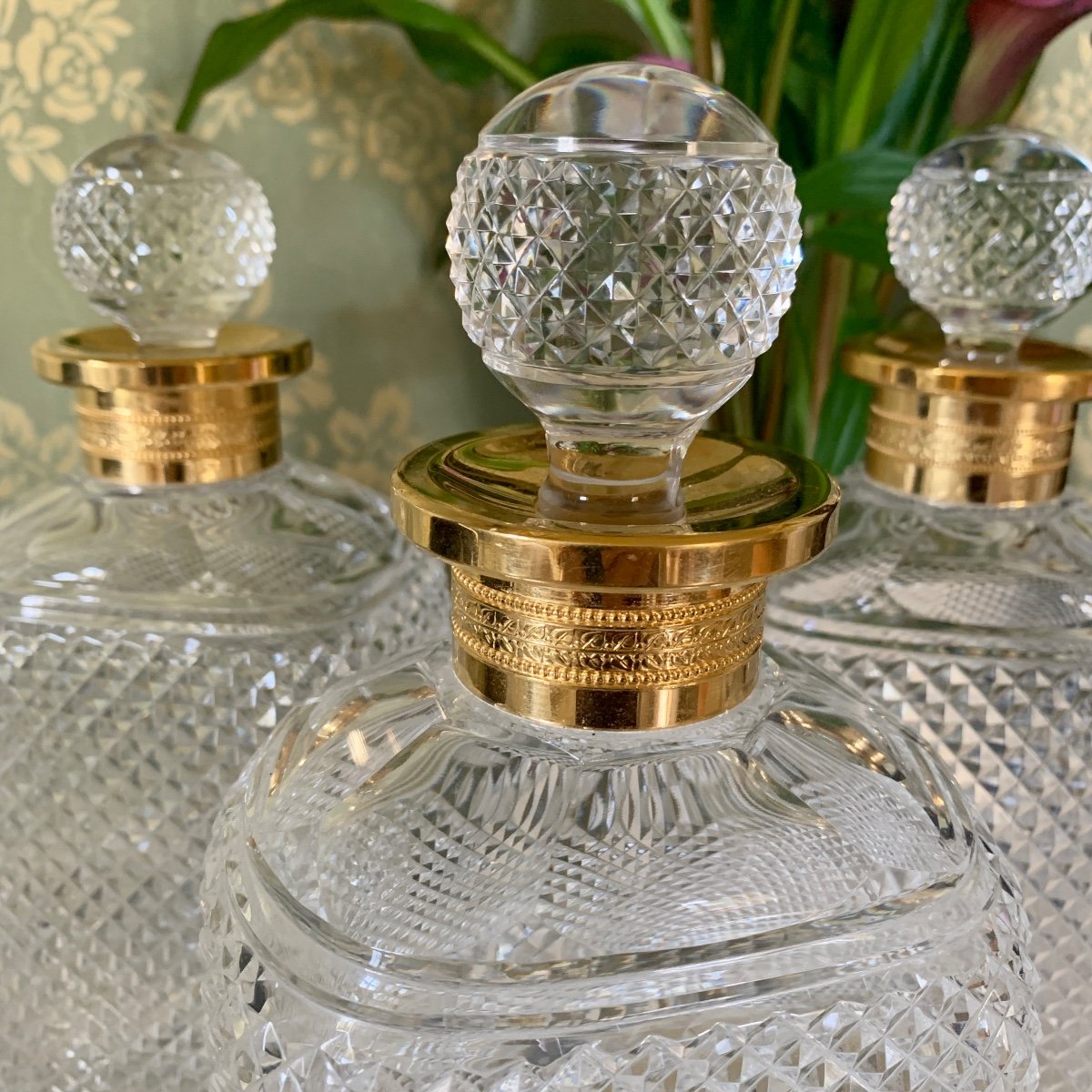 Carafes In Cut Crystal And Bronze 20 Th Century-photo-2