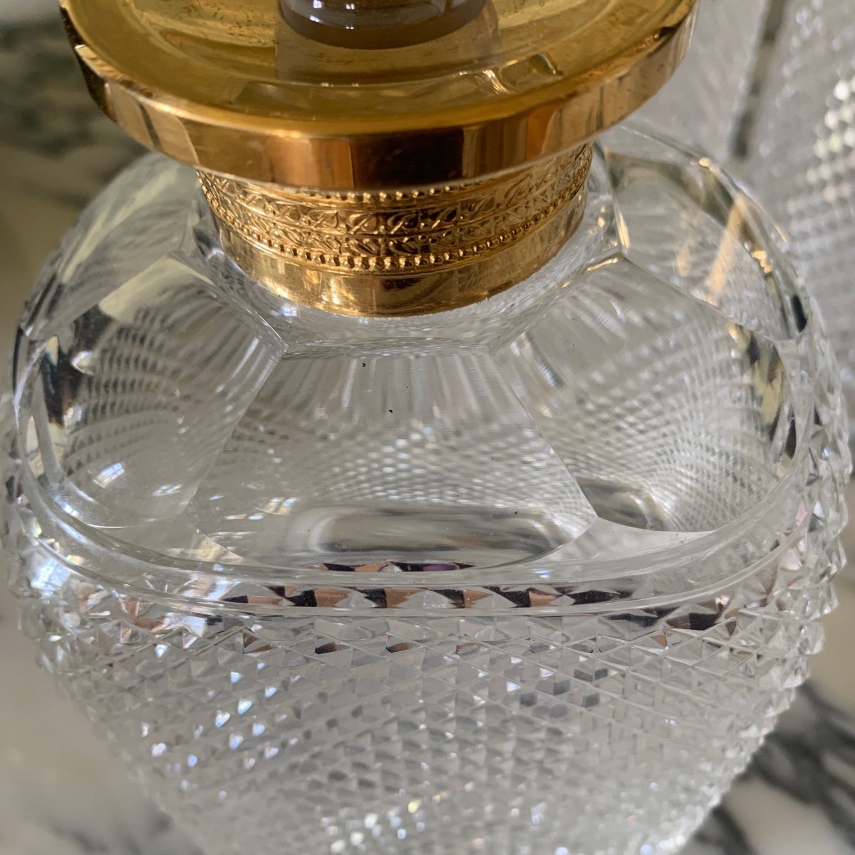 Grandes Carafes en Cristal  et Bronze doré XXe Siècle-photo-2