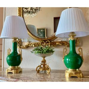 Paire De Lampes En Porcelaine De SEVRES - XIXème Siècle