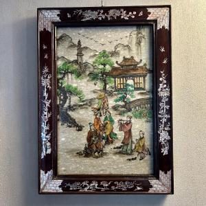 20th Century Painting On Marble Slab