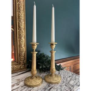 Pair Of Candlesticks - Torches From The 19th Century
