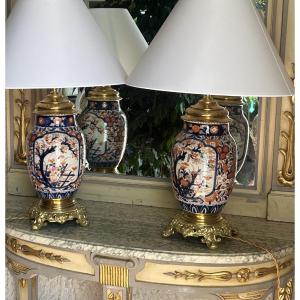 Paire de Lampes en Porcelaine IMARI - XIXe Siècle 