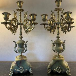 Paire de candélabres ou chandeliers de style Louis XV - Epoque  Napoléon III