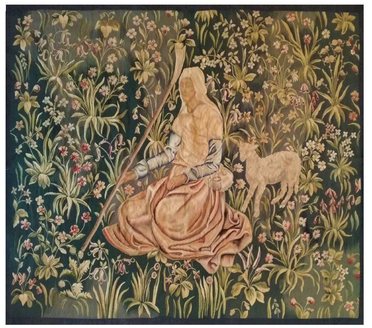 Aubusson Tapestry - Berger Mouton - XIX E. Century - Dim: 192wx166h - N° 1149