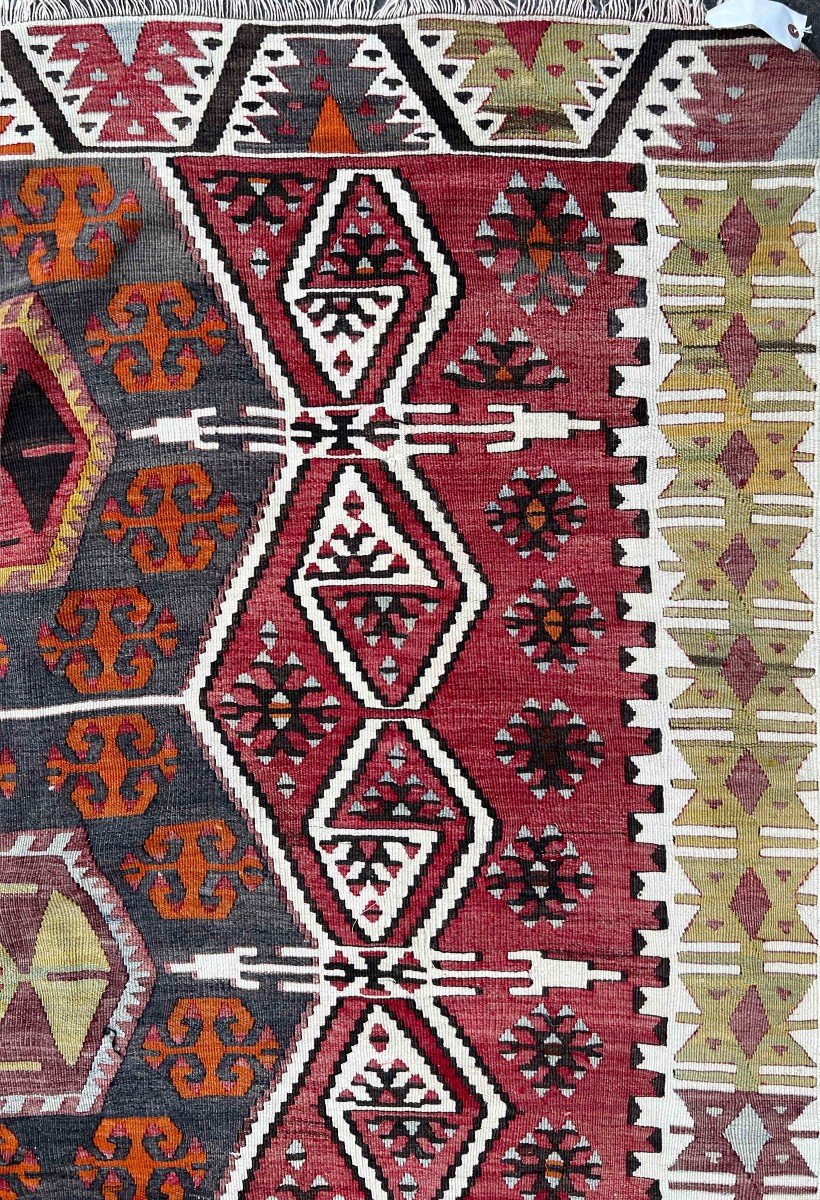 Tapis Kars Kilim - Vers 1930 - Turquie- 4m00x1m70 - N&deg; 856-photo-4