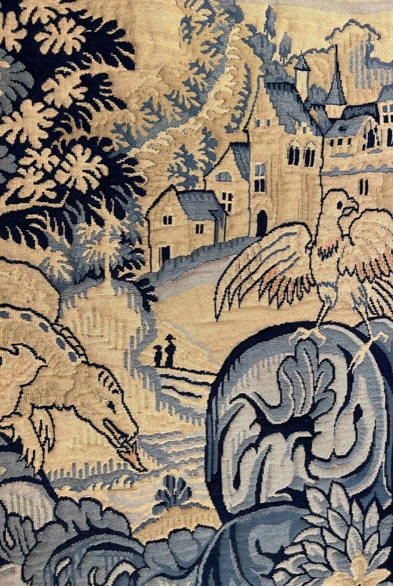Tapestry Cabbage Leaves With Exotic Animals, Veritable Jacquard - 1m80x1m27, N° 1000-photo-3