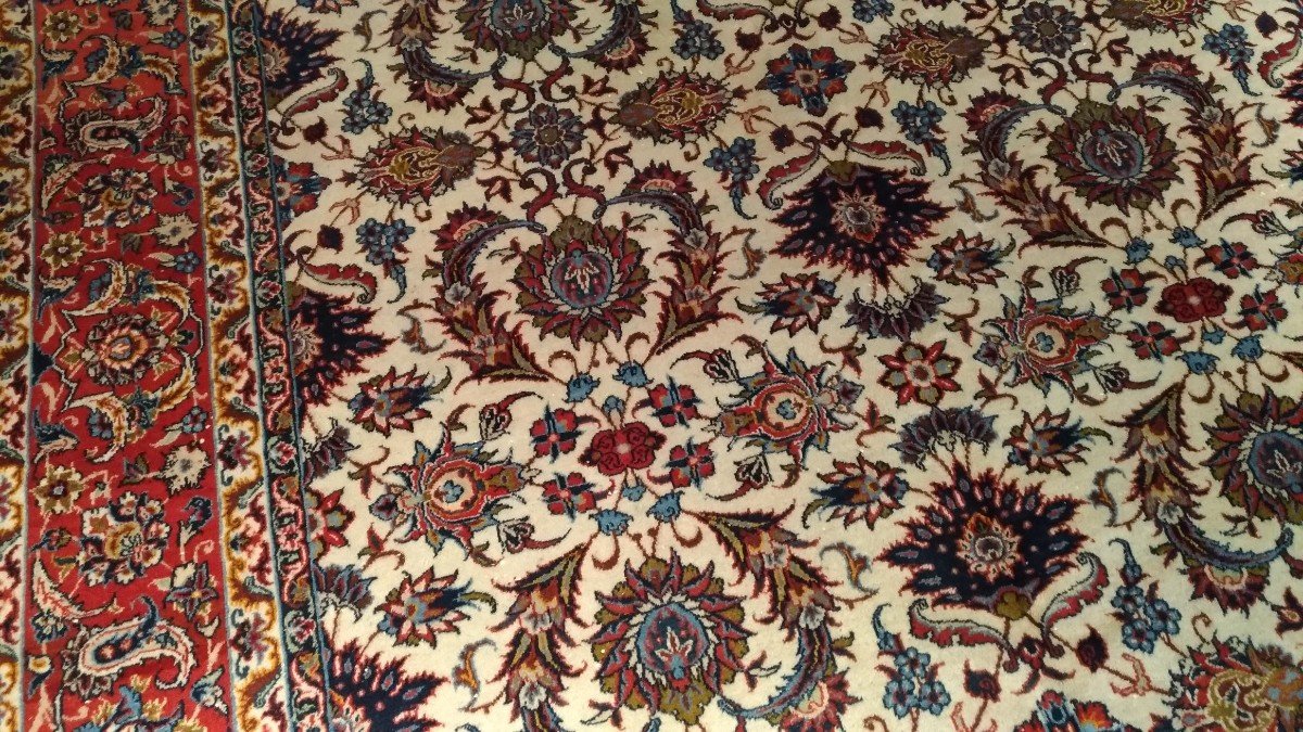 Important Tapis Isphahan en Laine sur Coton - 320x205, N&deg; 1018-photo-4
