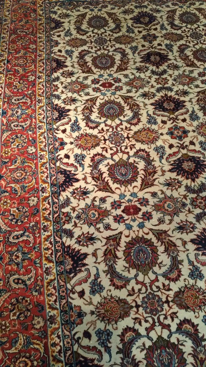 Important Tapis Isphahan en Laine sur Coton - 320x205, N&deg; 1018-photo-1