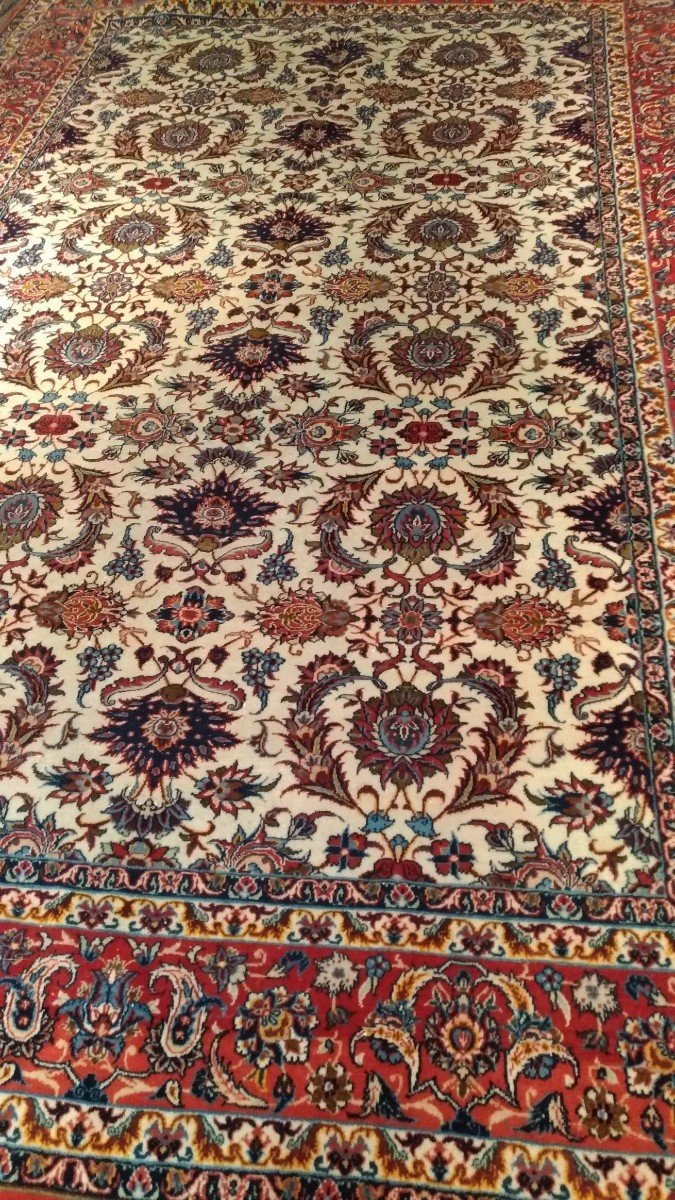 Important Tapis Isphahan en Laine sur Coton - 320x205, N&deg; 1018-photo-2