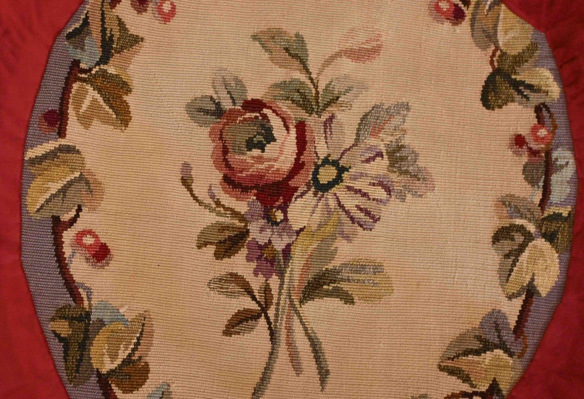 Floral Aubusson Tapestry Cushion, Handmade At The Atelier Galerie Lissier - 45x45, N° 1312-photo-2