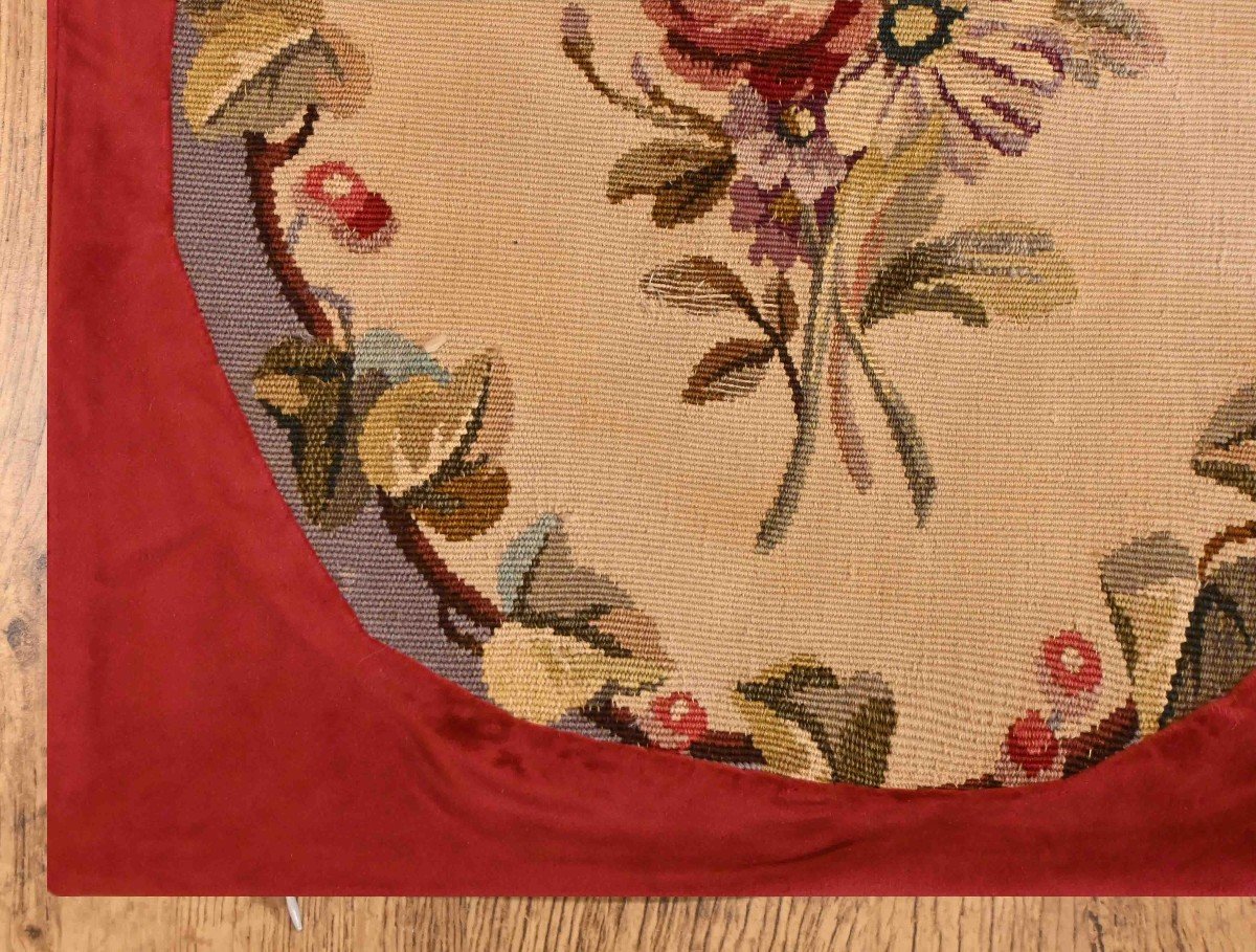 Floral Aubusson Tapestry Cushion, Handmade At The Atelier Galerie Lissier - 45x45, N° 1312-photo-3