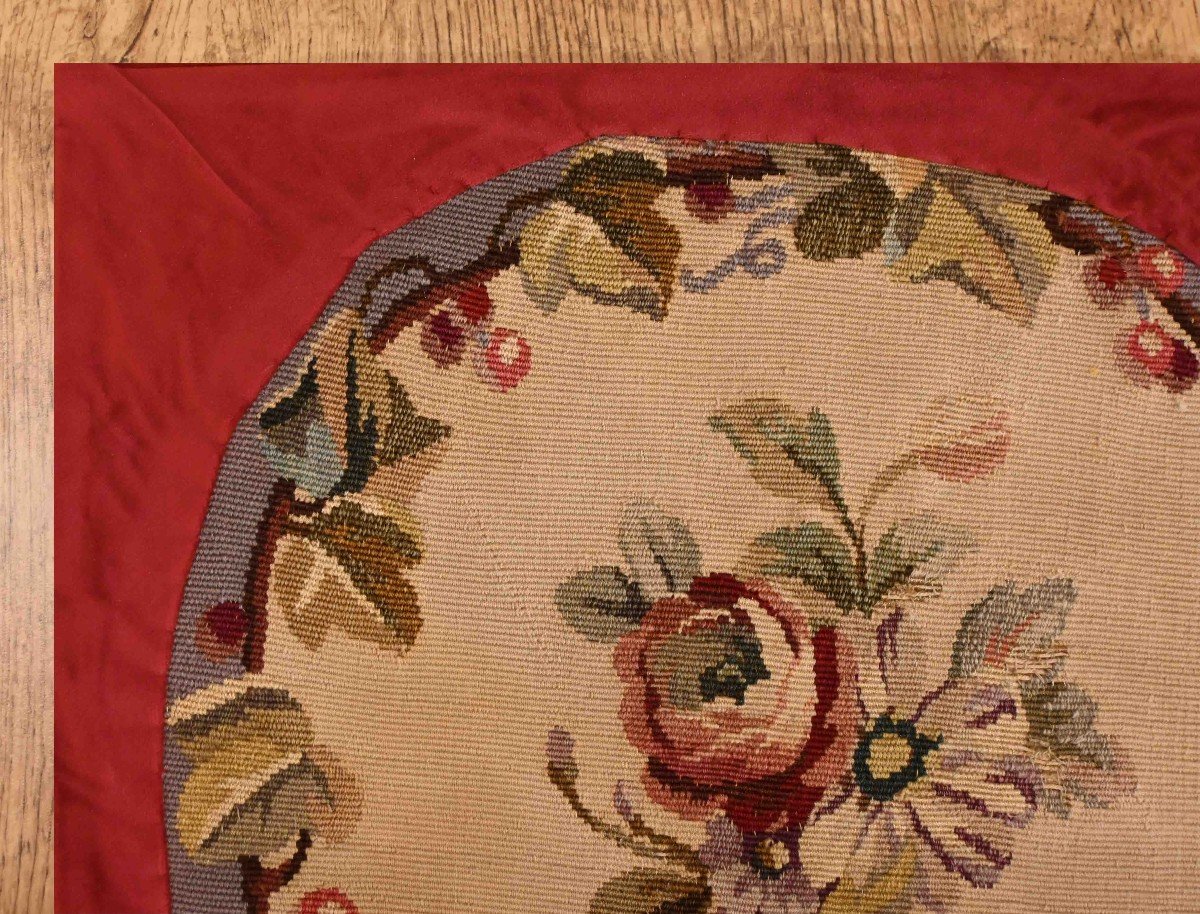 Floral Aubusson Tapestry Cushion, Handmade At The Atelier Galerie Lissier - 45x45, N° 1312-photo-4