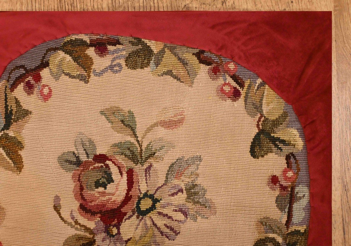 Floral Aubusson Tapestry Cushion, Handmade At The Atelier Galerie Lissier - 45x45, N° 1312-photo-4