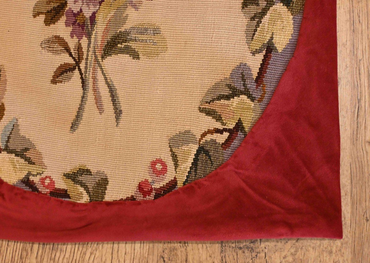 Floral Aubusson Tapestry Cushion, Handmade At The Atelier Galerie Lissier - 45x45, N° 1312-photo-5